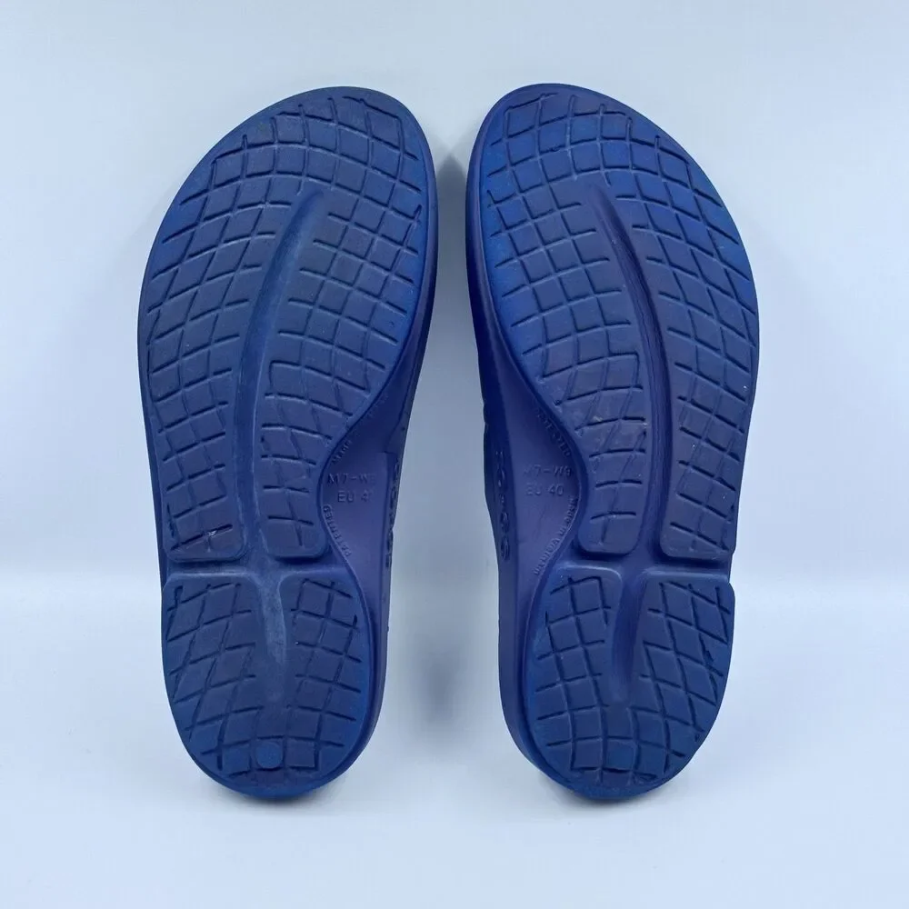 OOFOS Unisex M7 W9 Blue OOahh Recovery Slide Sandal Soft Cushion Comfort